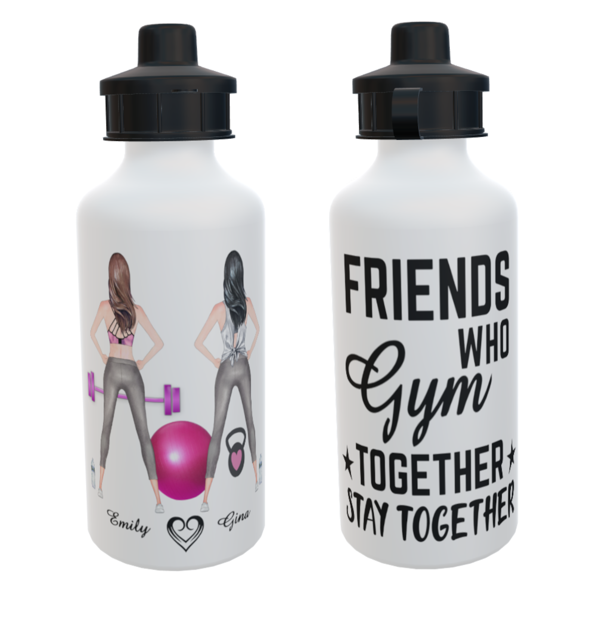 Gym Best Friends Water Bottle, Gift for friend, Work Out Buddy